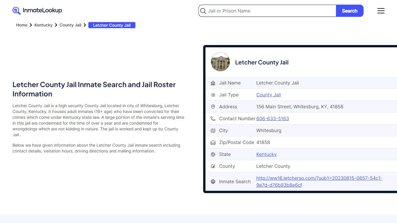 Letcher County Jail (KY) Inmate Search Kentucky - Inmate Lookup